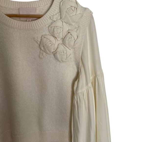 Cinq A Sept Tamara Floral Applique Sweater Medium - Picture 4 of 5